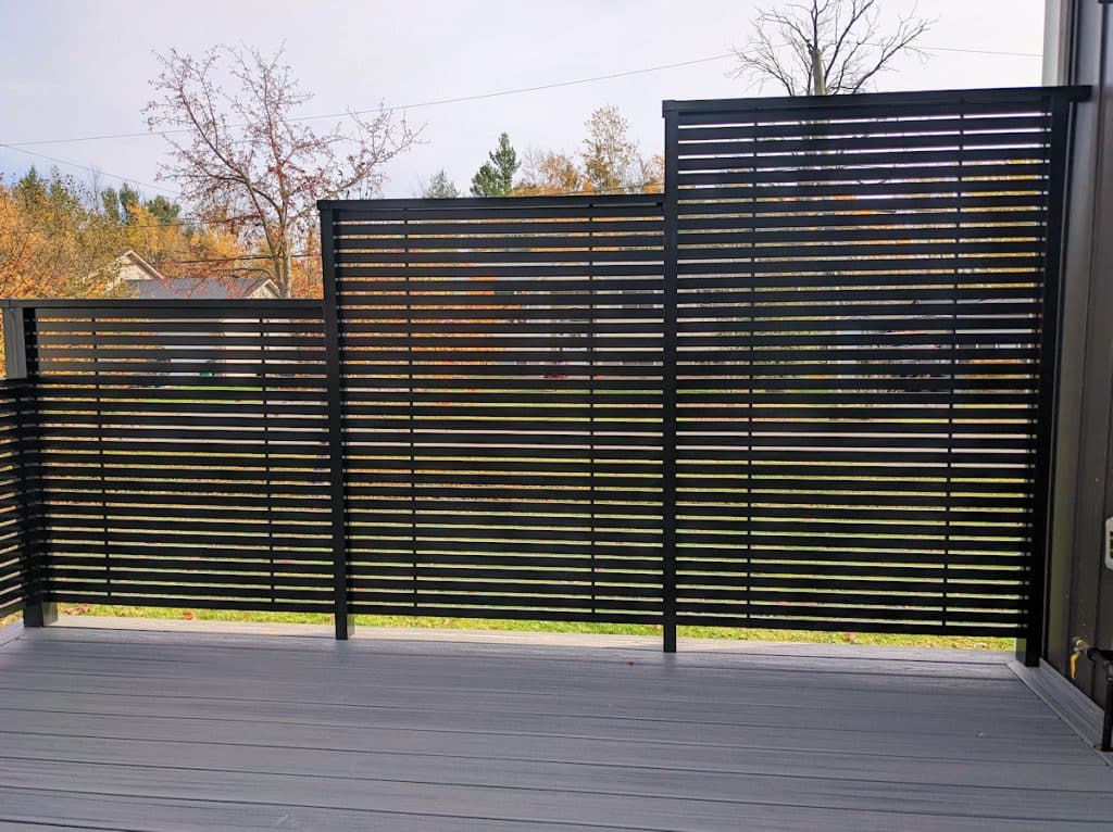 dekrail slim privacy horizontal aluminum slats surface mount posts
