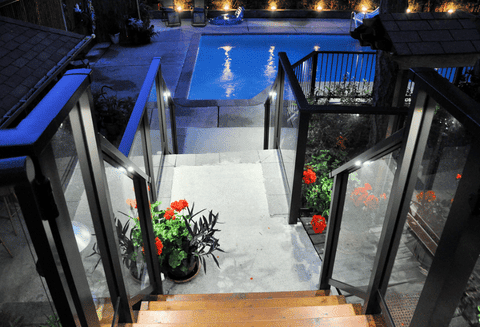 dekrail exterior aluminum deck railings with integrated led lighting