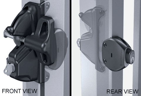 deluxe duel key lockable exterior aluminum railing gate latch